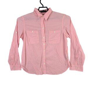 Womens Lauren Ralph Lauren Pink Shirt Button Up Long Sleeve 100% Cotton Size L